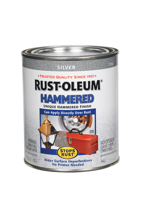 Rust-Oleum Interior/Exterior Alkyd-based Metal Paint Silver Hammered 1 qt.