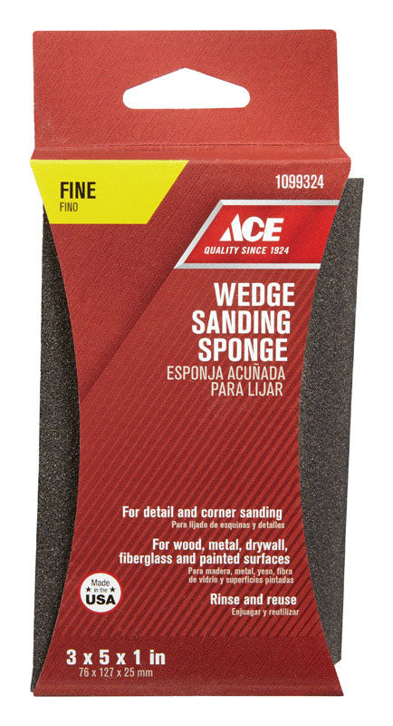 Ace Aluminum Oxide Wedge Sanding Sponge 3 in. W x 5 in. L Fine 120 Grit