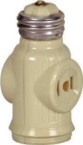 Eaton Wiring Devices BP715V Adapter, Medium Base, 660 W, 2 -Outlet, Ivory