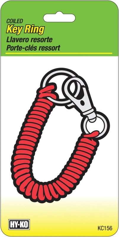 Hy-Ko KC156 Key Ring, Clip-On, Coiled
