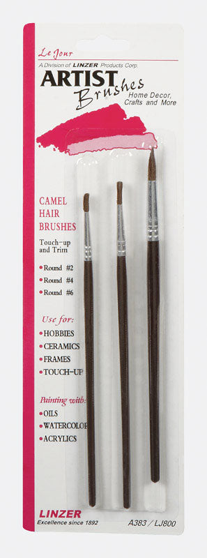 Linzer No. 2, 4, 6 W Round Camel Hair Artist Paint Brush Set
