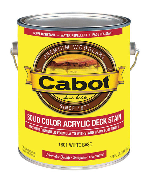 Cabot Solid Tintable White Base Water-Based Acrylic Deck Stain 1 gal.