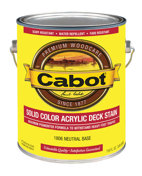 Cabot Solid Tintable Neutral Base Water-Based Acrylic Deck Stain 1 gal.