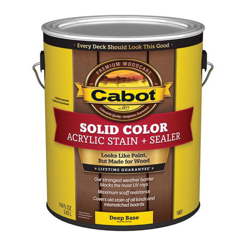 Cabot 140.0001807.007 Solid Stain, Low Luster, Liquid, 1 gal, Can, Pack of 4