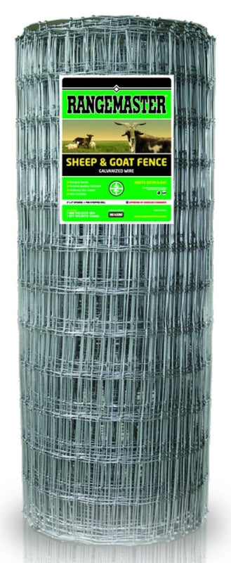 Rangemaster 6964 Sheep and Goat Fence, 100 ft L, 48 in H, 4 x 4 in Mesh, 12.5 Gauge, Zinc