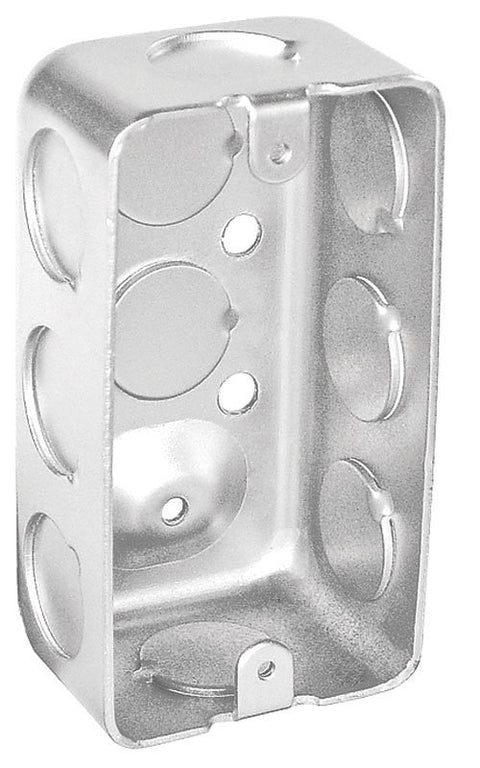 Southwire G19280-UPC Handy Box, 1-Gang, 10-Knockout, 1/2, 3/4 in Knockout, Steel, Silver, Galvanized