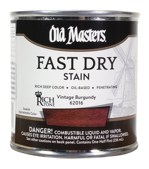 Old Masters 62016 Fast Dry Stain, Vintage Burgundy, Liquid, 1/2 pt