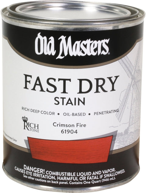 Old Masters 61904 Fast Dry Stain, Crimson Fire, Liquid, 1 qt