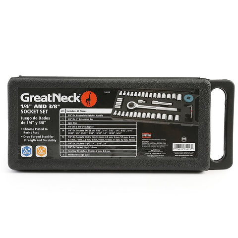 GreatNeck 74213 Ratchet and Socket Set, Steel