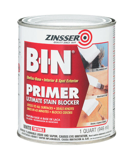 Zinsser BIN Shellac-Based Interior and Exterior Primer and Sealer 1 qt. White
