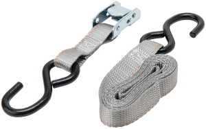 Keeper 89715-10 Tie-Down, Cam Buckle, 1 in W, 6 ft L, Polyester, Gray, 400 lb, S-Hook End Fitting, Pack of 6