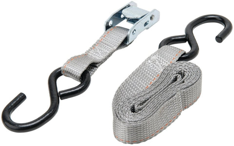 Keeper 89715-10 Tie-Down, Cam Buckle, 1 in W, 6 ft L, Polyester, Gray, 400 lb, S-Hook End Fitting, Pack of 6