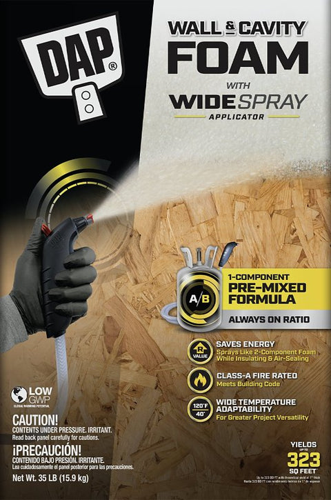 DAP 7565000353 Wall and Cavity Foam Sealant, Cream, 24 hr Functional Cure, 40 to 120 deg F, 35 lb