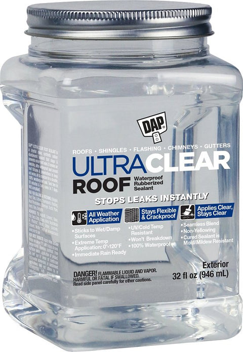 DAP Ultra Clear Roof 7079818396 Sealant, Crystal Clear, 0 to 120 deg F, 32 oz, Cartridge