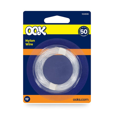 OOK 50104 Picture Hanging Wire, 15 ft L, Nylon, Clear, 50 lb