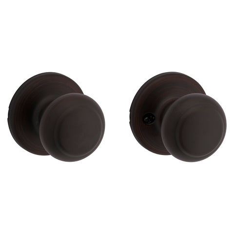 Kwikset 200CV 11P CP Passage Knob, Knob Handle, Metal, Venetian Bronze, 1-3/4 to 1-3/8 in Thick Door, 2-1/4 in Strike