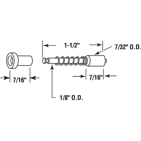 Prime-Line L 5785 Snap-On Window Screen Plunger Bolt, Nylon, Zinc
