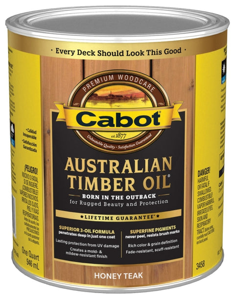Cabot 140.0003458.005 Australian Timber Oil, Honey Teak, 1 qt Can, Liquid