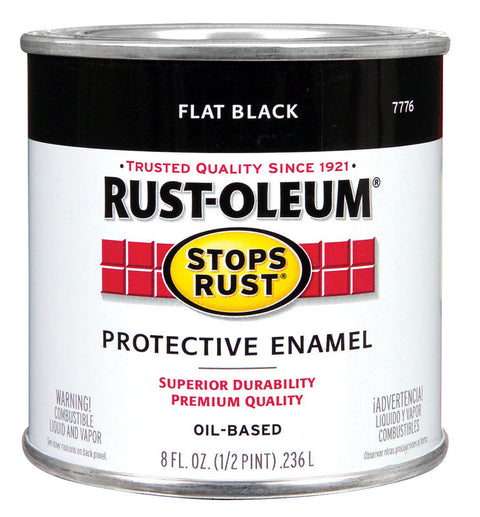 Rust-Oleum Oil Based Protective Enamel Black Flat 1/2 pt.