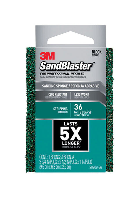 3M Sanding Sponge 4 in. W x 2-3/4 in. L Coarse 36 Grit