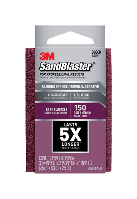 3M Aluminum Oxide Sanding Sponge 4 in. W x 2-3/4 in. L Medium 150 Grit