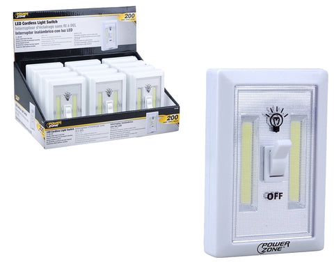 PowerZone 12532 Cordless Light Switch, LED Lamp, 200 Lumens, Wall Mounting