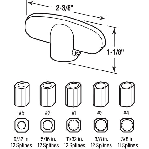 Prime-Line H 3892 Tee Handle, 3/4 in Projection, Painted