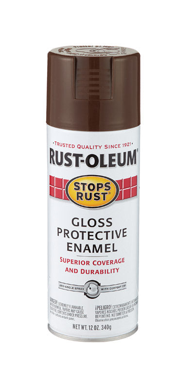 Rust-Oleum Stops Rust Leather Brown Gloss Protective Enamel Spray 12 oz.