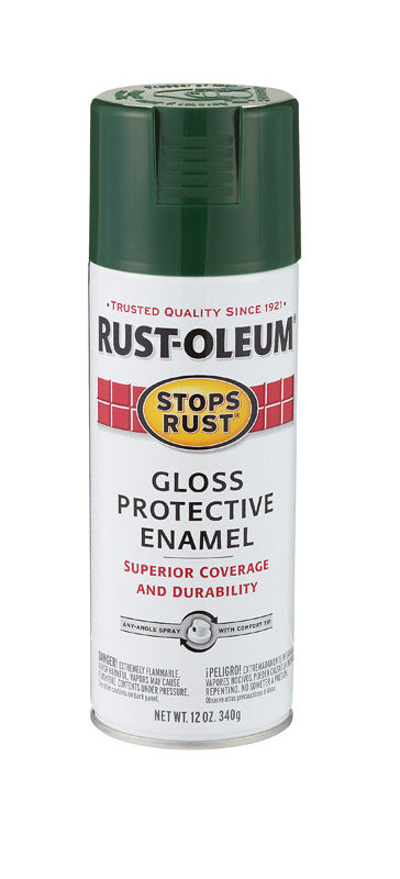 Rust-Oleum Stops Rust Hunter Green Gloss Protective Enamel Spray 12 oz ...