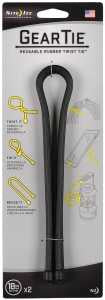Gear Tie GT18-2PK-01 Twist Tie, Rubber, Black, 18 in L