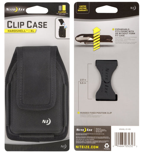 Nite Ize Clip Case Hardshell HSHXL-01-R3 Rugged Holster, XL, 1-Pocket, Nylon, Black