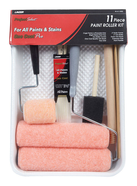 Linzer Project Select Paint Roller Kit Threaded End 3 in. and 9 in. W 11 pc.