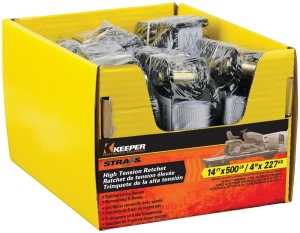 Keeper 89514 Tie-Down, 1 in W, 14 ft L, Gray, 500 lb Working Load, S-Hook End, Pack of 8