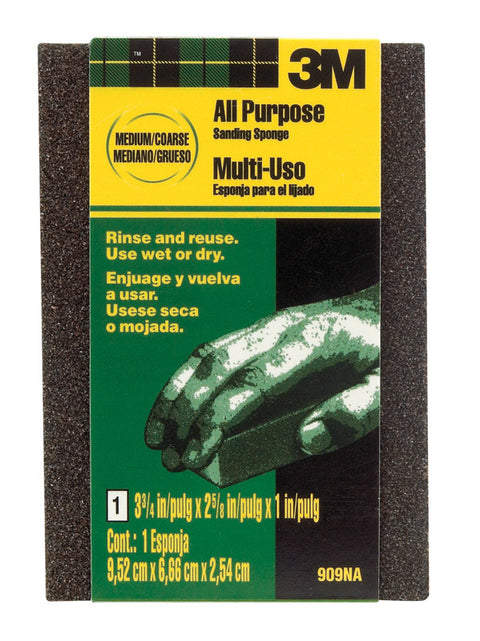 3M Sanding Sponge 2-5/8 in. W x 3-3/4 in. L Medium Coarse