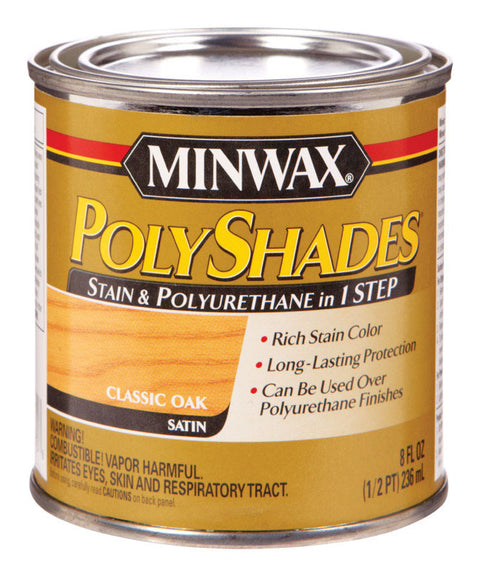 Minwax PolyShades Transparent Polyurethane Polyurethane Stain Classic Oak 1/2 pt.
