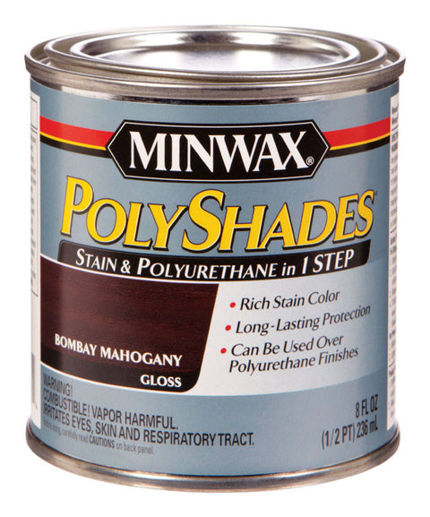 Minwax PolyShades Transparent Polyurethane Polyurethane Stain Bombay Mahogany 1/2 pt.