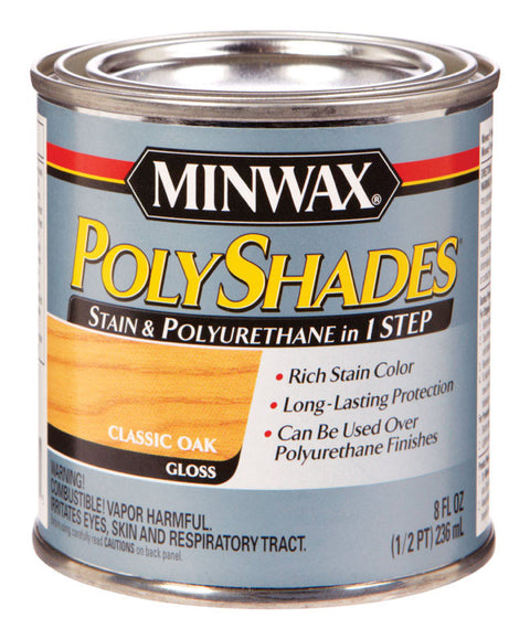 Minwax PolyShades Transparent Polyurethane Polyurethane Stain Classic Oak 1/2 pt.