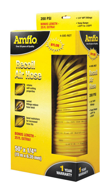 Amflo Recoil Air Hose 1/4 in. x 50 ft. L 200 psi