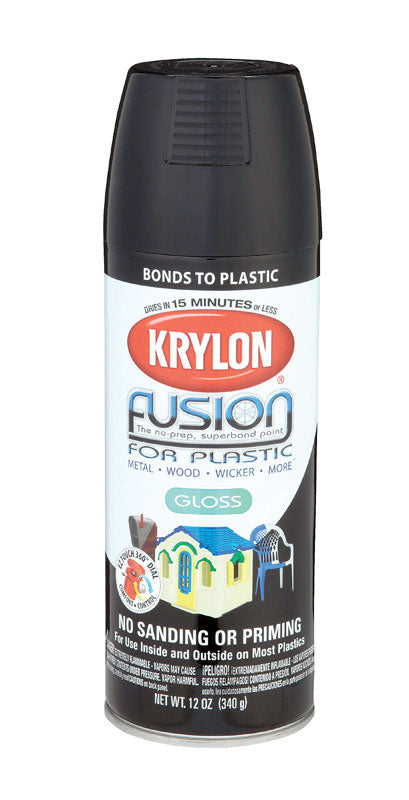 Krylon Black Gloss Fusion Spray Paint 12 oz.