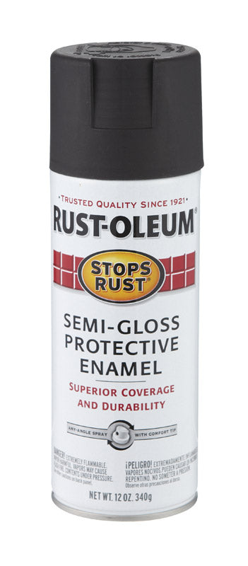 Rust-Oleum Stops Rust Black Semi-Gloss Protective Enamel Spray 12 oz.