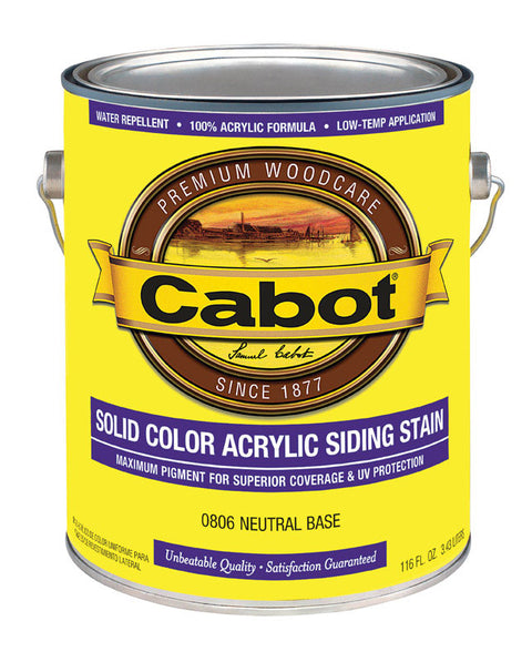 Cabot Solid Color Acrylic Siding Stain Neutral Base Tintable 1 gal.