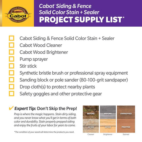 Cabot Siding & Fence Solid Tintable Ultra White Base Stain and Sealer 1 gal, Pack of 4