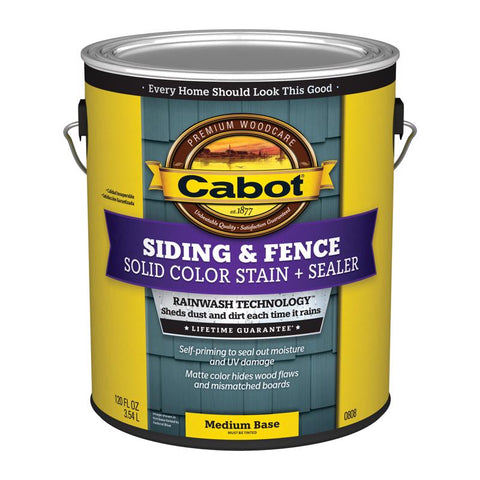 Cabot 800 Series 140.0000808.007 Solid Color Siding Stain, Natural Flat, Liquid, 1 gal, Can, Pack of 4