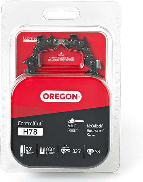 Oregon H78 Chainsaw Chain, 20 in L Bar, 0.05 Gauge, 0.325 in TPI/Pitch, 78-Link