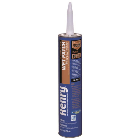 Henry Wet Patch 208R Series HE208R004 Roof Cement, Black, Liquid, 11 fl-oz Cartridge, Pack of 24
