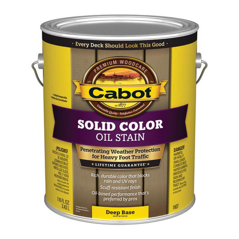 Cabot 140.0001607.007 Decking Stain, Opaque, Deep Base, Liquid, 1 gal, Pack of 4