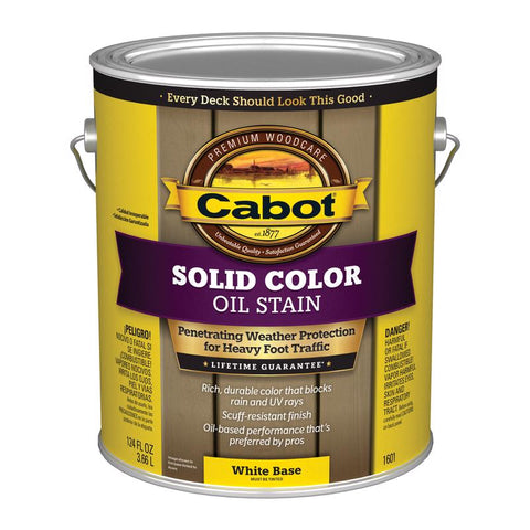 Cabot 140.0001601.007 Solid Stain, Opaque, White, Liquid, 1 gal, Pack of 4