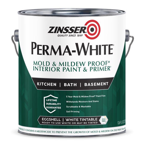 Zinsser 02771 Kitchen and Bath Paint, Eggshell, White, 1 gal Can, Water, Pack of 2