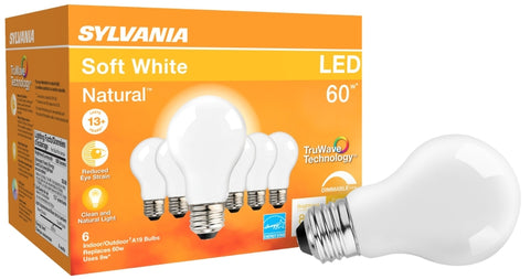 Sylvania TruWave Series 40748 LED Bulb A19 Lamp, A19 Lamp, E26 Medium Lamp Base, Dimmable, Frosted, 2700 K Color Temp