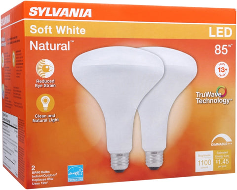 Sylvania 40785 Natural LED Bulb, Spotlight, BR40 Lamp, 85 W Equivalent, E26 Lamp Base, Dimmable, Frosted